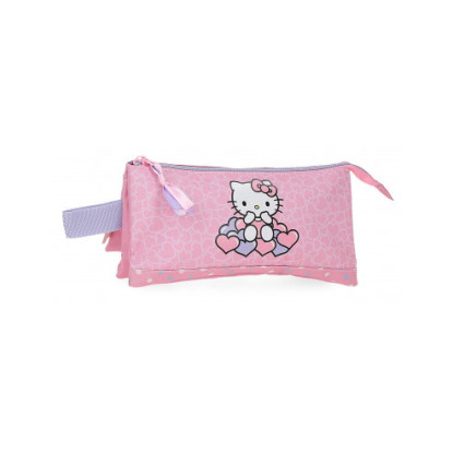 Portatodo triple HELLO KITTY hearts & dots