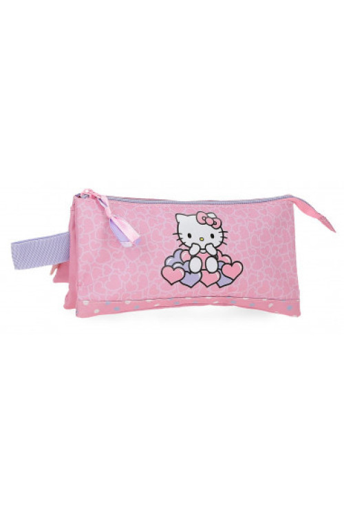 Portatodo triple HELLO KITTY hearts & dots