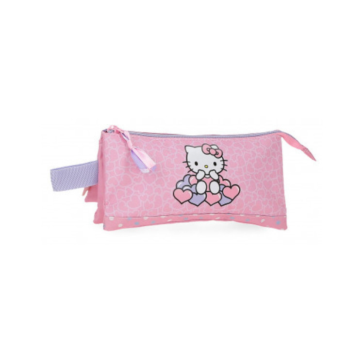 Portatodo triple HELLO KITTY hearts & dots