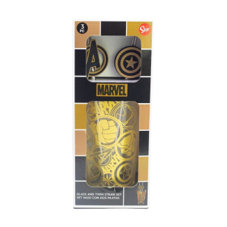 Set vaso pajitas 480ml MARVEL