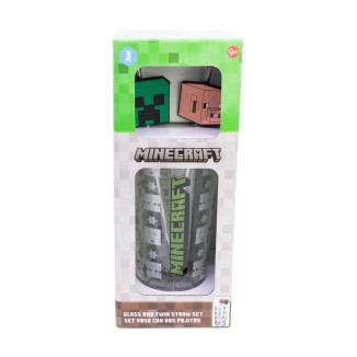 Set vaso pajitas 480ml MINECRAFT