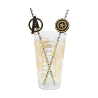 Set vaso pajitas 480ml MARVEL