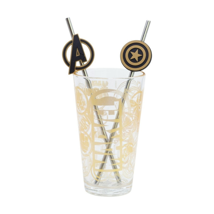 Set vaso pajitas 480ml MARVEL